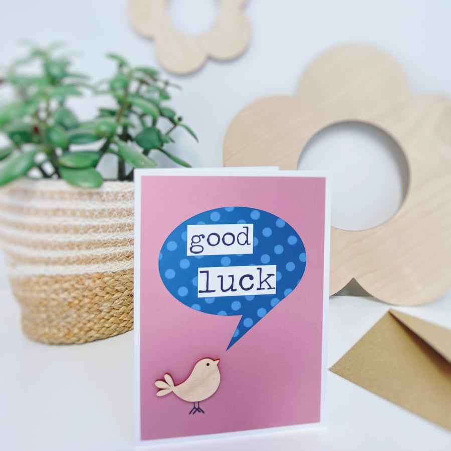Good Luck Card - Handmade Card - Bird Card