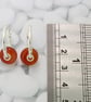 Sterling silver sleeper hoop earrings, carnelian earrings, handmade, pebble - Image 2