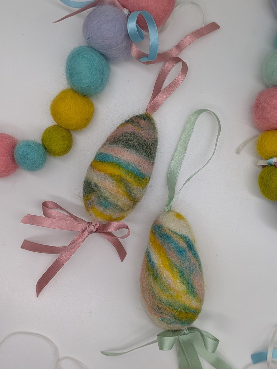 Perfectly imperfect needle felted hanging Easter egg