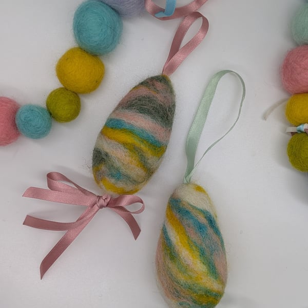 Perfectly imperfect needle felted hanging Easter egg