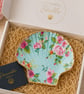 Pretty Floral Turquoise Trinket Dish 