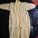 Hand knit baby all in one romper