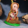 Tiny Meadow Gnome on grassy tableau OOAK Sculpt by Ann Galvin