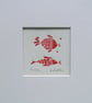 Fishes, Mini Linocut, Original Lino Print by Giuliana Lazzerini