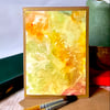 Botanical printed watercolour golden leaves, blank card