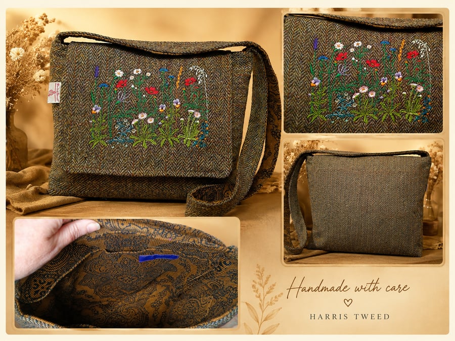 Harris Tweed Machair designed crossbody bag