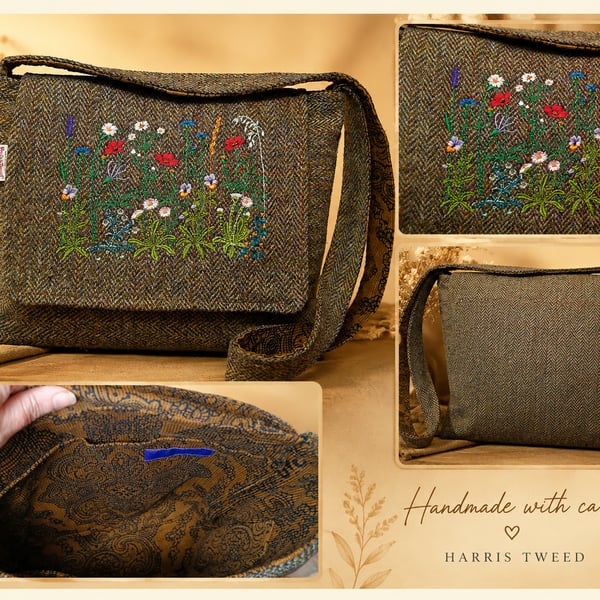 Harris Tweed Machair designed crossbody bag