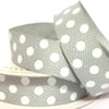Grey Twill Dot Ribbon - 4 Metres - Full Reel