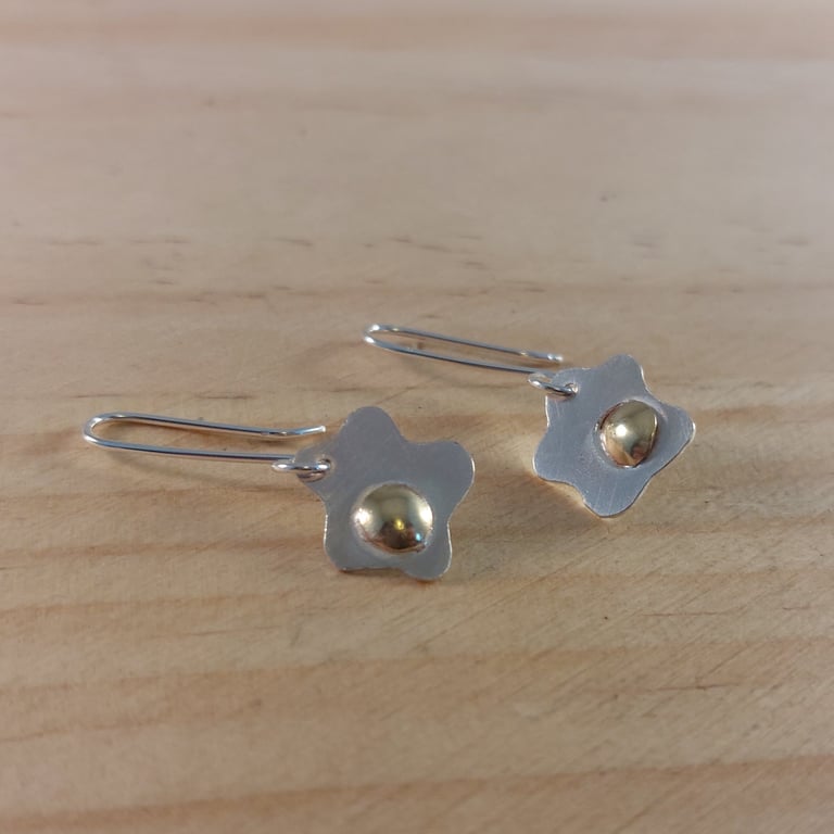 Sterling Silver and Brass Fried Eggs Earrings (SKU201025 C)