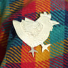 feathery chicken  brooch