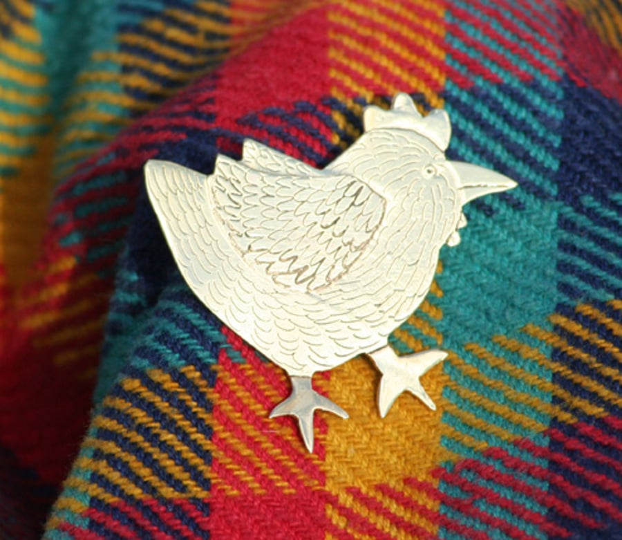 feathery chicken  brooch