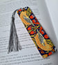 William Morris design bookmark decoupage Strawberry Thief design with tassel - Image 1