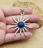 Boho Lapis lazuli sunburst Pendant. September birthstone - Image 2
