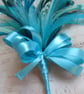 Shades of Turquoise Teal & Aqua Blue Bow Regency Feather Sprig Headpiece Pin - Image 3