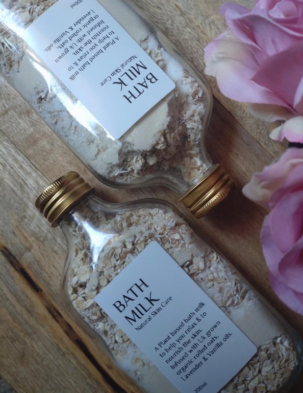 Nourishing Bath Milk, 200ml, Rolled Oats, Lavender, Vanilla, Vegan Skin Care 