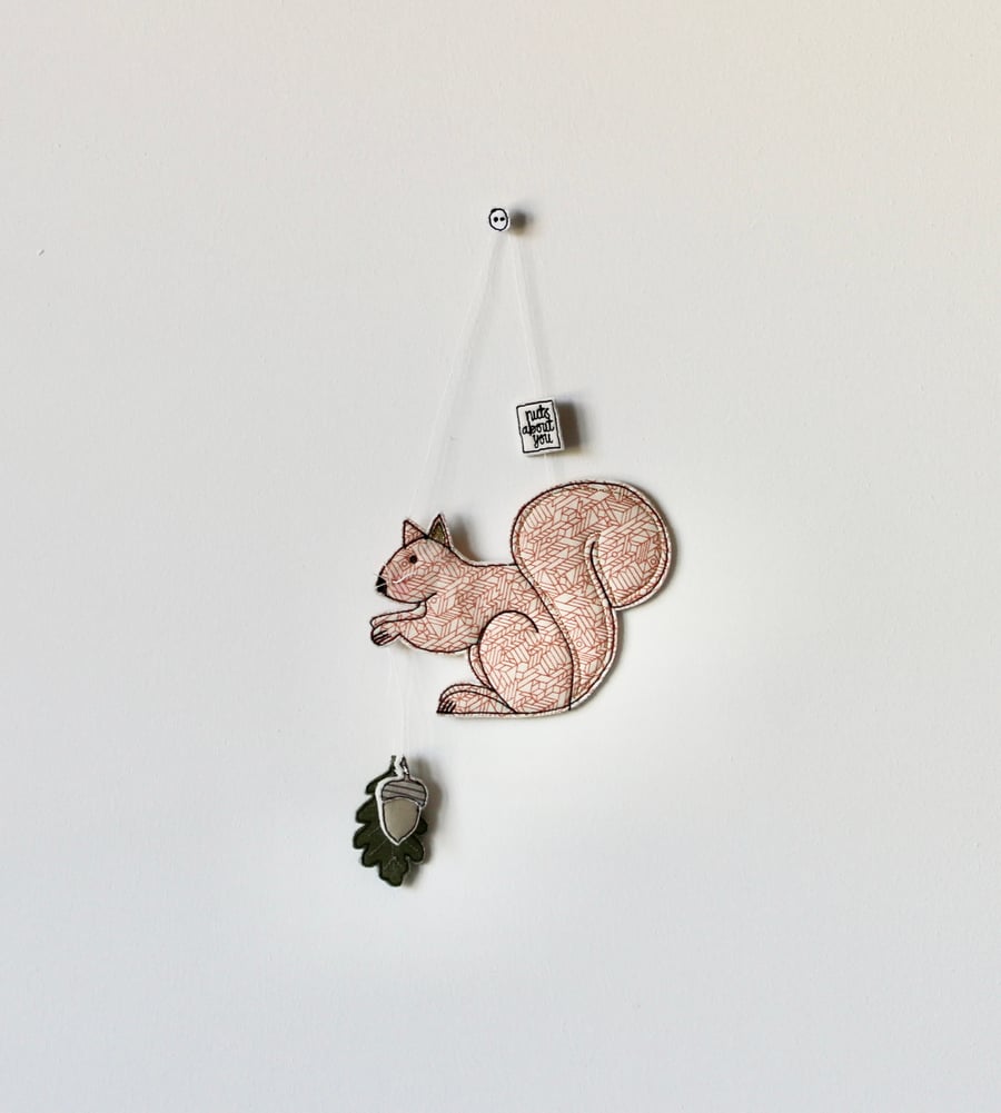 'Nuts about You' Squirrel - Hanging Decoration