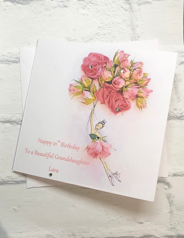 Personalised Floral Birthday Card For Her Happy Birthday Card Daughter Niece etc