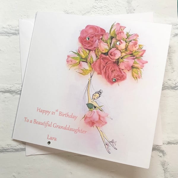 Personalised Floral Birthday Card For Her Happy Birthday Card Daughter Niece etc