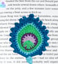 Blue and green peacock feather crochet bookmark, pagekeeper. - Image 5
