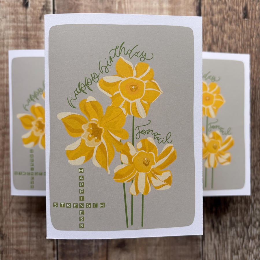 Jonquil Birthday Card: March Birth Flower, Spring Nature