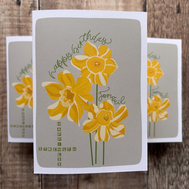 Jonquil Birthday Card: March Birth Flower, Spring Nature