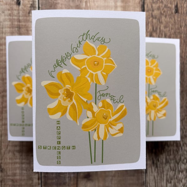 Jonquil Birthday Card: March Birth Flower, Spring Nature