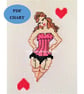 Burlesque1950s style woman playing card Cross Stitch PDF download chart - Image 1