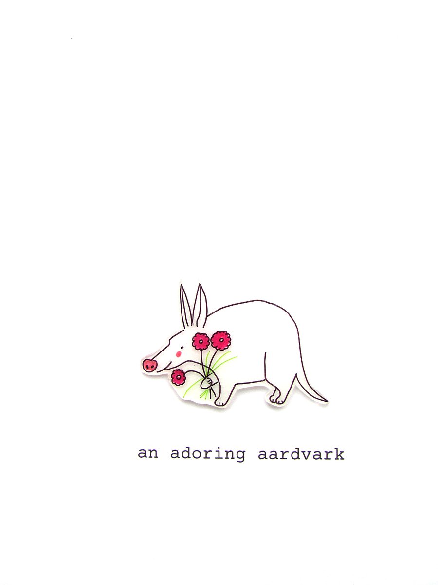 an adoring aardvark - handmade anniversary card