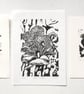Velvet Shank 1 original linocut - Image 3