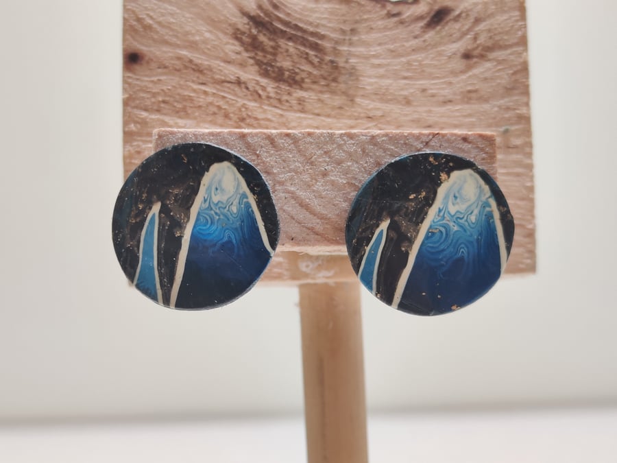 Mountain starry night polymer clay  earrings