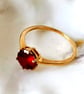 Natural Red Garnet Solitaire Gold Ring:  Size P - Q , 56.5 - Image 3