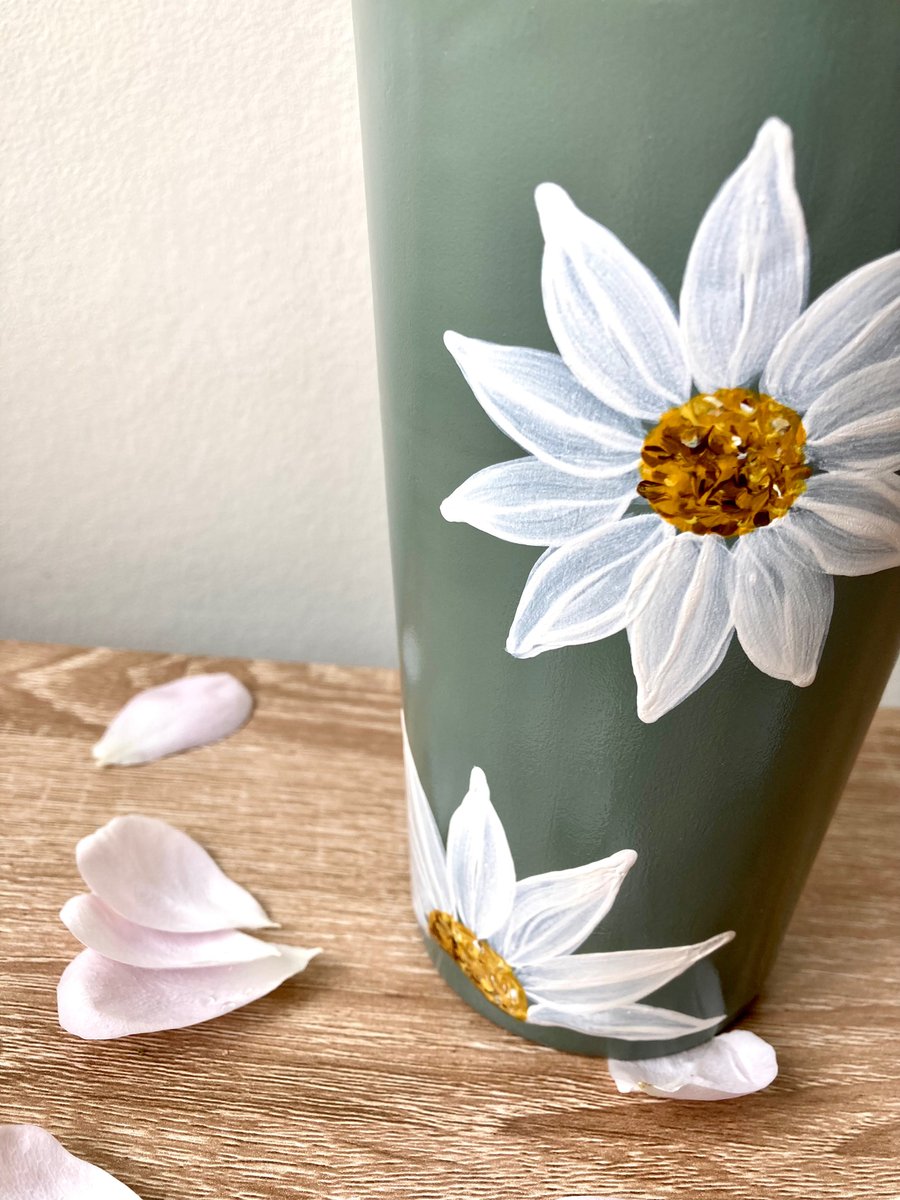 Upcycled Hand-Painted Sage Green Vase