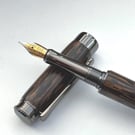 Premium Quality Fountain Pen - Hand Turned in Black Palm Wood, Gunmetal Fittings