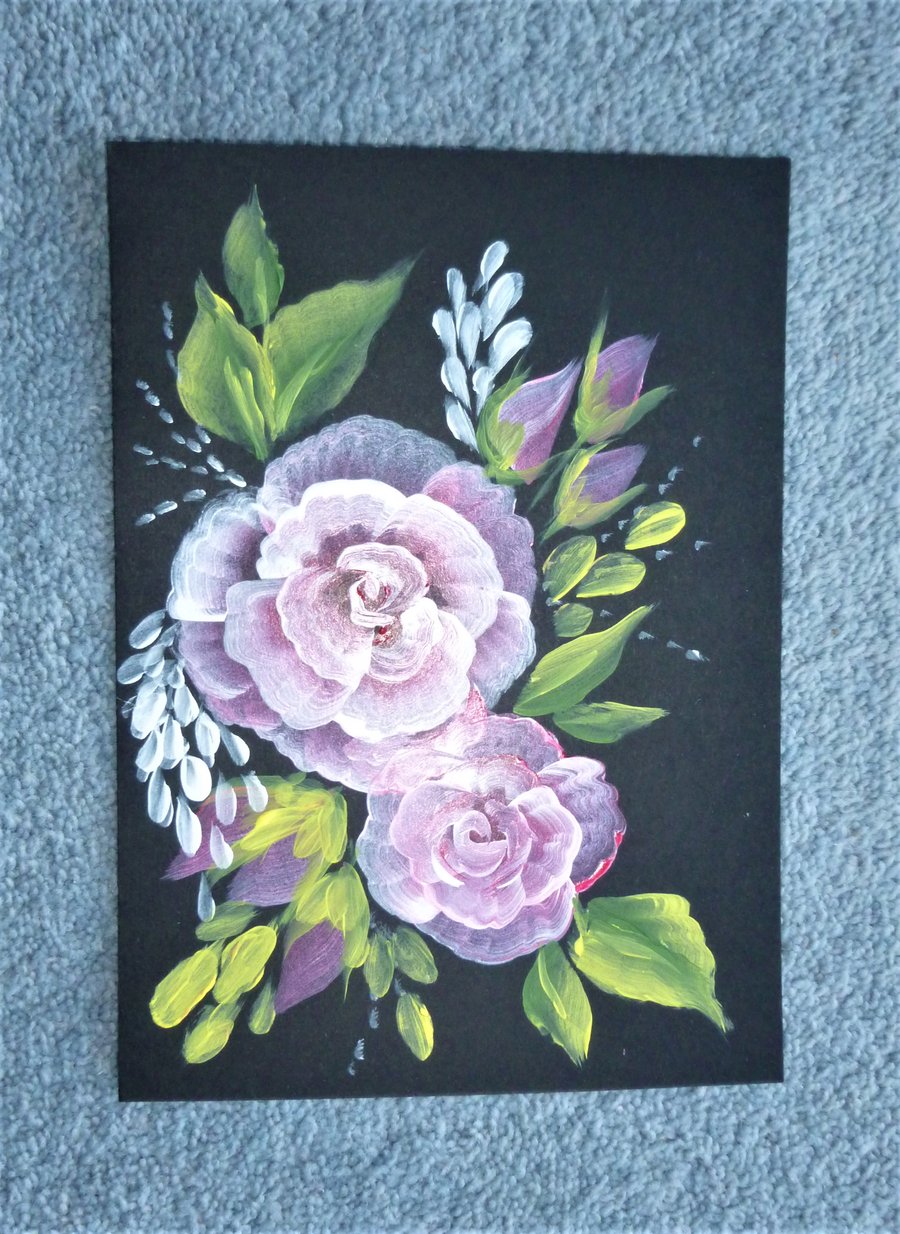 Hand painted original art floral painting ( ref F366.J2 )