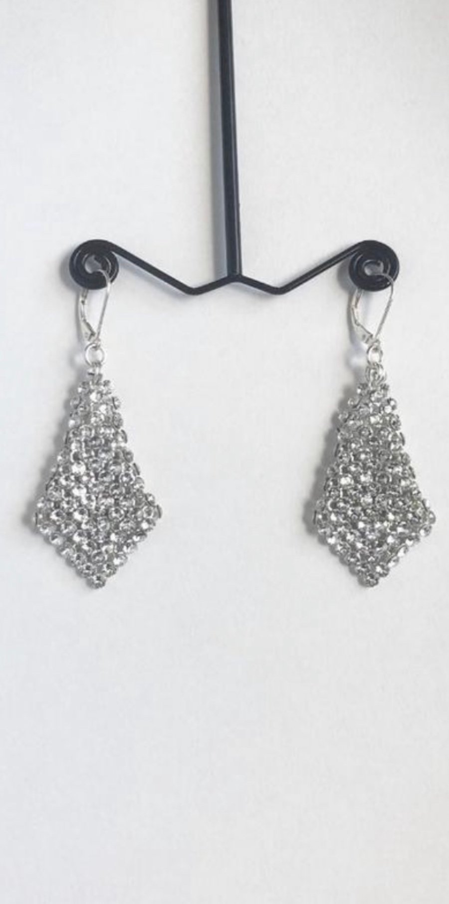 Swarovski Crystal Mesh Sterling Silver Earrings