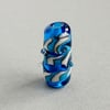 Blue Swirl Handmade Lampwork Glass Focal Bead