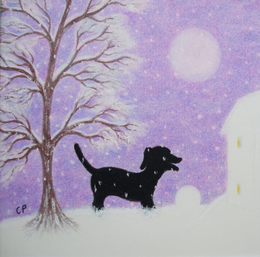 Christmas Card Dog: Snow Dog Card, Christmas Art, Dog Card, Snow, Christmas Dog 