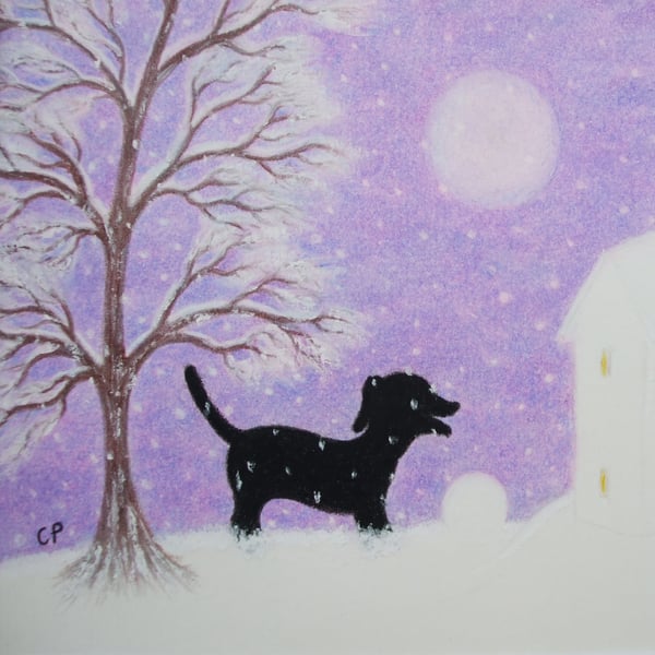 Christmas Card Dog: Snow Dog Card, Christmas Art, Dog Card, Snow, Christmas Dog 