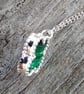 Genuine Malachite Lucky Four Leaf Clover Sterling Silver Necklace 18 Inch - Image 5