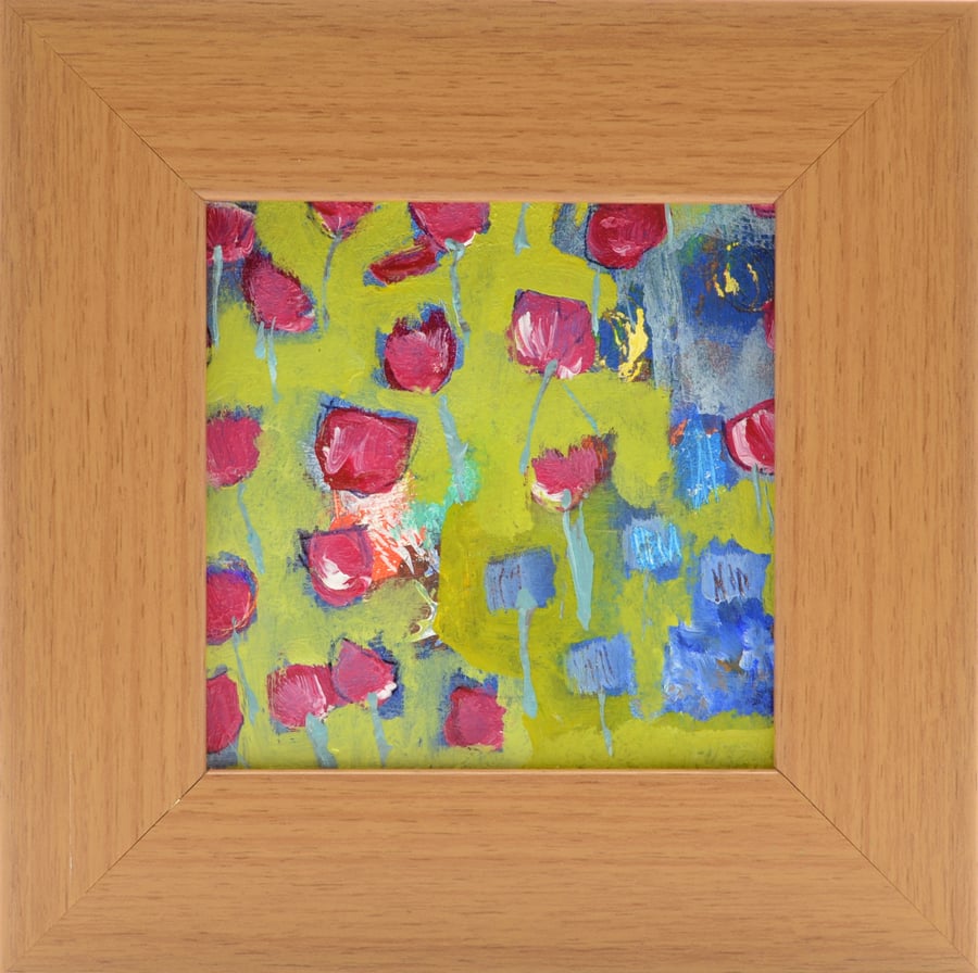 Small Framed Original Painting of Tulips