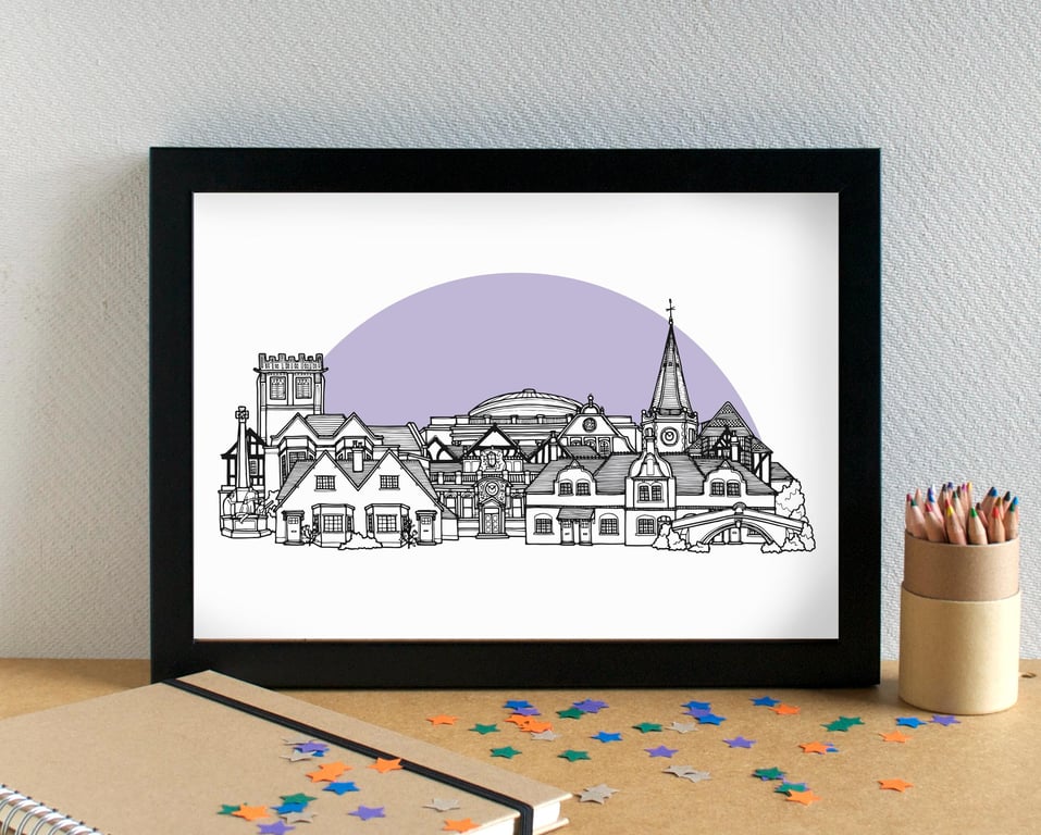 Port Sunlight Wirral Skyline Art Print