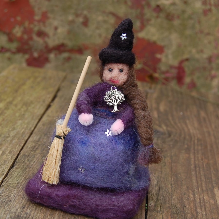 Needle felt Witch - textile art, art doll, Halloween decoration, kitchen witch