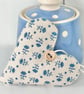 FLORAL SPRIG FABRIC HEART - blue and cream, Sanderson fabric - Image 4