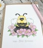 Flower Bee Card - Birthday Card - Bee Card - Image 2