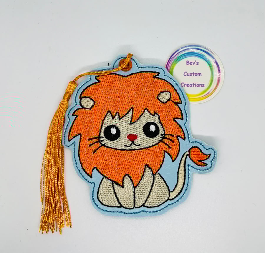 Lion, Embroidered Bookmark,  