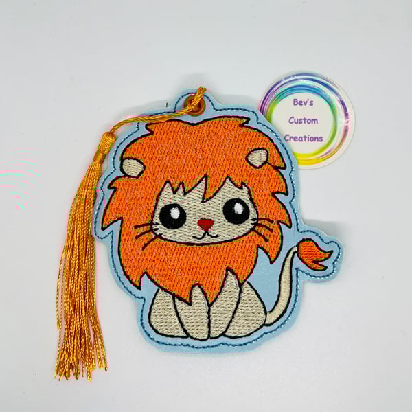Lion, Embroidered Bookmark,  
