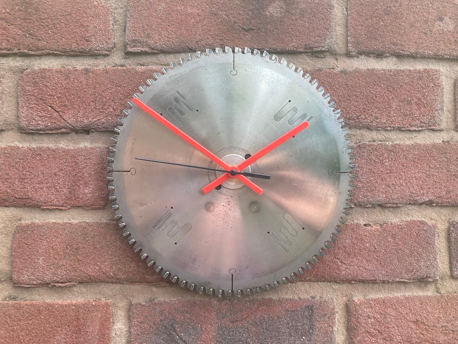 Circular Saw Wall Clock, Upcycled Industrial Tungsten Carbide Tipped Blade