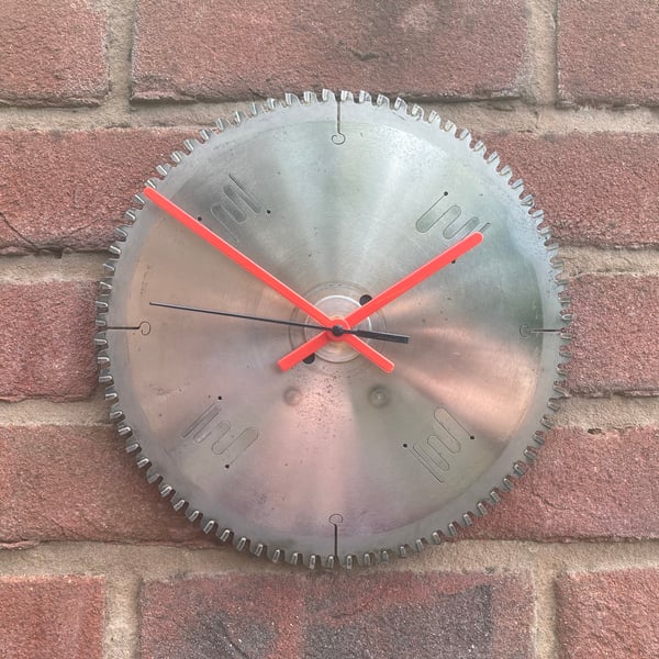 Circular Saw Wall Clock, Upcycled Industrial Tungsten Carbide Tipped Blade