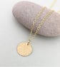 Small Solid Textured 9ct Gold Minimalist Circular Hammered Disc Necklace - Image 5