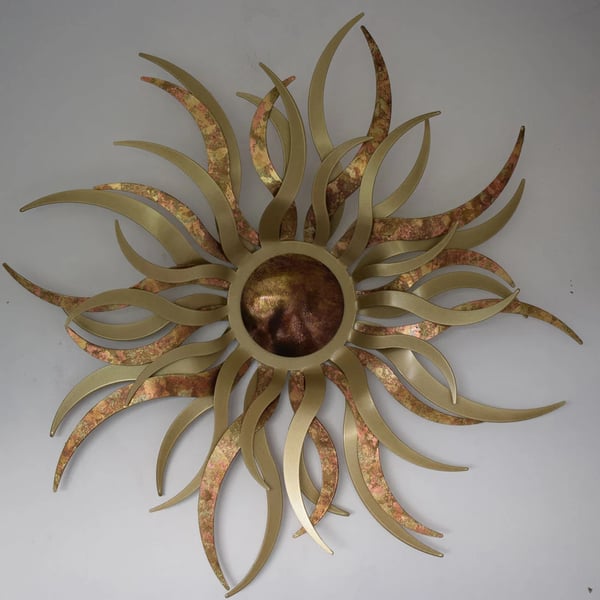 Modern Sun Stainless Steel & Aluminium Layered Wall Sculpture 